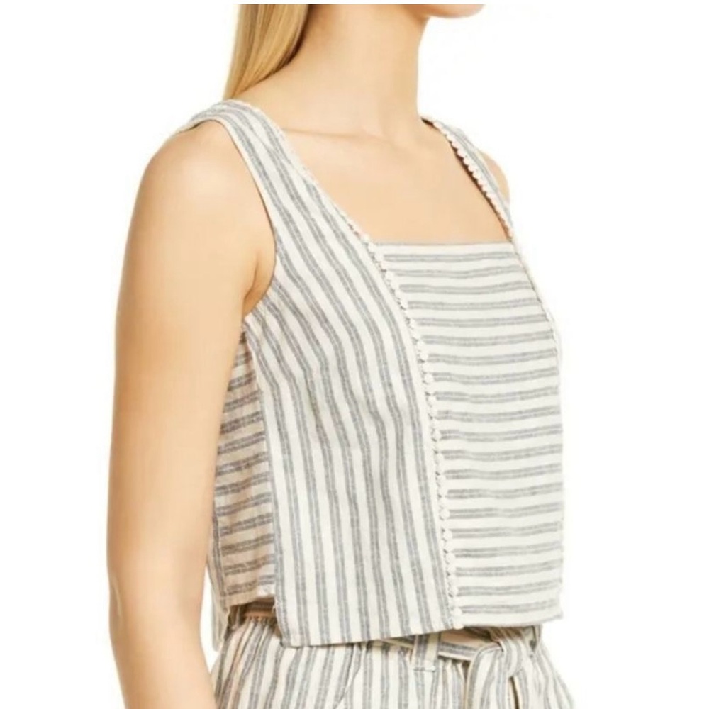 Marine Layer Stella Stripe Top Blouse Size XL Hemp Tencel Summer Lightweight - Picture 3 of 12